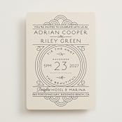 "Deco Nouveau" - Wedding Invitations in Cream by GeekInk Design - Front