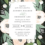 "Blooming Bouquet" - Wedding Invitations in Charcoal by Alethea and Ruth - Close-Up