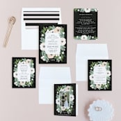 "Blooming Bouquet" - Wedding Invitations in Charcoal by Alethea and Ruth - Invitation Suite