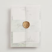 "Into the Woods" - Wedding Invitations in Forest by Elly - Assembled with Vellum Wrap and Wax Seal