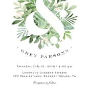 "Leafy ampersand" - Wedding Invitations in Mint Leaf by Jennifer Wick - Close-Up