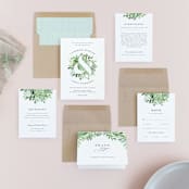 "Leafy ampersand" - Wedding Invitations in Mint Leaf by Jennifer Wick - Invitation Suite