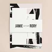 "Brushed Stripes" - Wedding Invitations in Cream by Everett Paper Goods - Assembled