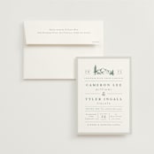 "Blue Ridge" - Wedding Invitations in Pine by Amy Kross - Invitation with Envelope