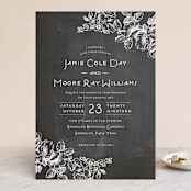 "Chalkboard Flora" - Wedding Invitations in Chalkboard by Snow and Ivy - Front