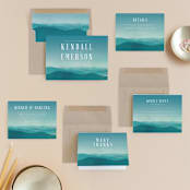 "Misty Mountain Range" - Wedding Invitations in Sky by Kelly Schmidt - Invitation Suite