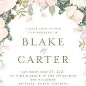 "Garden Wedding" - Wedding Invitations in Blush by Susan Moyal - Close-Up
