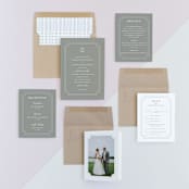 "Framed Details" - Wedding Invitations in Pebble by Kimberly FitzSimons - Invitation Suite