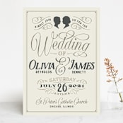 "Vintage Silhouettes" - Wedding Invitations in Champagne by Jessie Steury - Front