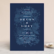 "Floral screenprint" - Wedding Invitations in Navy by Jennifer Wick - Front