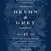 "Floral screenprint" - Wedding Invitations in Navy by Jennifer Wick - Close-Up