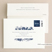 "Floral screenprint" - Wedding Invitations in Navy by Jennifer Wick - FREE Recipient Addressing