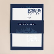 "Floral screenprint" - Wedding Invitations in Navy by Jennifer Wick - Assembled