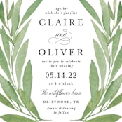"Garden Square" - Wedding Invitations in Basil by Olivia Raufman - Close-Up