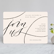 "Fountain Pen" - Wedding Invitations in Creme by Erin L. Wilson - Front