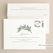 "Green leaf frame" - Wedding Invitations in Limestone by Yaling Hou Suzuki - FREE Recipient Addressing