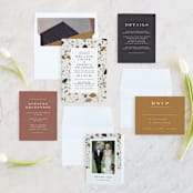 "Terrazzo Frame" - Wedding Invitations in Mustard by Amy Payne - Invitation Suite