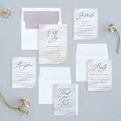 "Overjoyed" - Wedding Invitations in Taupe by Ana Sharpe - Invitation Suite