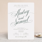 "Roman Shade" - Wedding Invitations in Evergreen by Carrie ONeal - Front