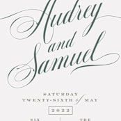"Roman Shade" - Wedding Invitations in Evergreen by Carrie ONeal - Close-Up