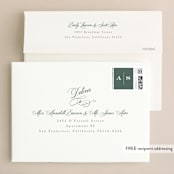 "Roman Shade" - Wedding Invitations in Evergreen by Carrie ONeal - FREE Recipient Addressing