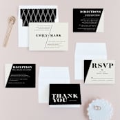 "Angled" - Wedding Invitations in Onyx by GeekInk Design - Invitation Suite