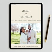 "Lineup" - Wedding Invitations in Latte by Jennifer Lew - FREE Wedding Website