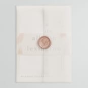 "Lineup" - Wedding Invitations in Latte by Jennifer Lew - Vellum Wrap with Wax Seal