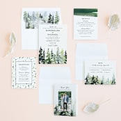 "Evergreens Watercolor" - Wedding Invitations in Forest by Yao Cheng Design - Invitation Suite