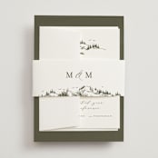 "into the mountains" - Wedding Invitations in Olive by Helen Halik - Assembled with Belly Band
