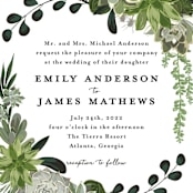 "Agave & Greens" - Wedding Invitations in Ivory by Susan Moyal - Close-Up