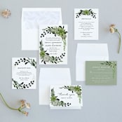 "Agave & Greens" - Wedding Invitations in Ivory by Susan Moyal - Invitation Suite