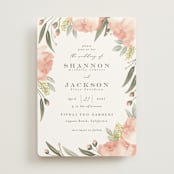 "Peony Wreath" - Wedding Invitations in Peach by Joanna Griffin - Front