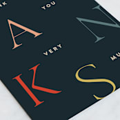 "Color Thanks" - Single Greeting Cards in Navy by Pixel and Hank - Close-Up