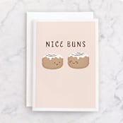 "Nice buns" - Single Greeting Cards in Mocha by Annie Holmquist - Front