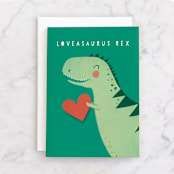 "loveasaurus rex" - Single Greeting Cards in Grass by Karidy Walker - Front