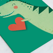 "loveasaurus rex" - Single Greeting Cards in Grass by Karidy Walker - Close-Up