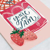 "My Jam" - Single Greeting Cards in Berry by Everett Paper Goods - Close-Up