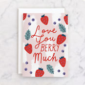 "love you berry much" - Single Greeting Cards in Strawberry by Cindy Chu - Front