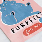 "You're Purrfect" - Single Greeting Cards in Bubblegum by Cindy Chu - Close-Up