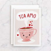 "tea amo" - Single Greeting Cards in Natural by chocomocacino - Front