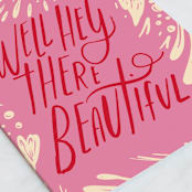 "Beautiful" - Single Greeting Cards in Peony by Hannah Williams - Close-Up