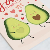 "Avocado love" - Single Greeting Cards in Bubblegum by Sabrin Deirani - Close-Up