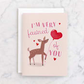 "Fawned of You" - Single Greeting Cards in Bubblegum by Leia Matt - Front