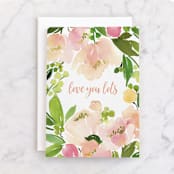 "Peach Floral Watercolor" - Single Greeting Cards in Blush by Yao Cheng Design - Front
