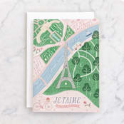 "Paris love map" - Single Greeting Cards in Seafoam by Sabrin Deirani - Front