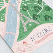 "Paris love map" - Single Greeting Cards in Seafoam by Sabrin Deirani - Close-Up