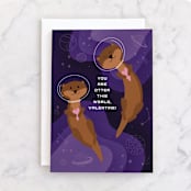 "Otter Space" - Single Greeting Cards in Galaxy by Megan Cash - Front