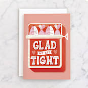 "Glad We Are Tight" - Single Greeting Cards in Salmon by Jess Miller Draws - Front