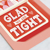 "Glad We Are Tight" - Single Greeting Cards in Salmon by Jess Miller Draws - Close-Up